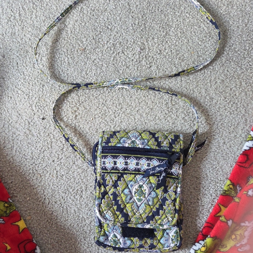 Vera Bradley Quilted Crossbody in Navy, Lime & White Floral Print